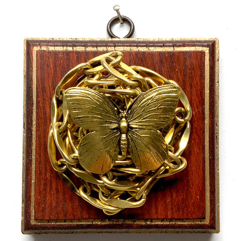 Red Waxed Frame with Butterfly on Necklace (4