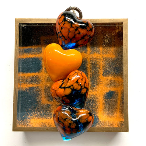 Acrylic Frame with Hearts on Marbled Paper / Slight Imperfections (3