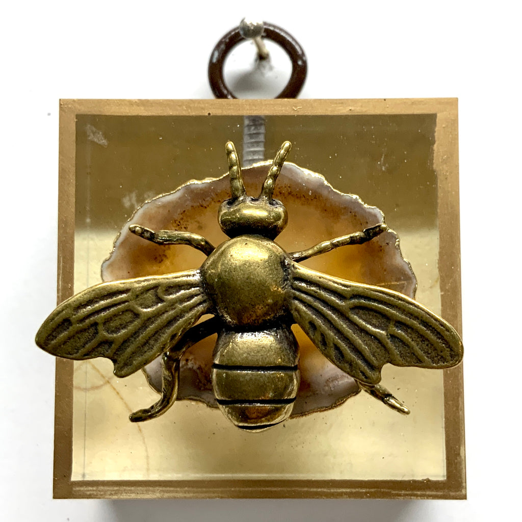 Acrylic Frame with Bee on Agate / Slight Imperfections (2