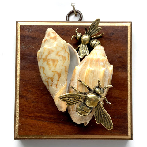 Wooden Frame with Bees on Shells (4