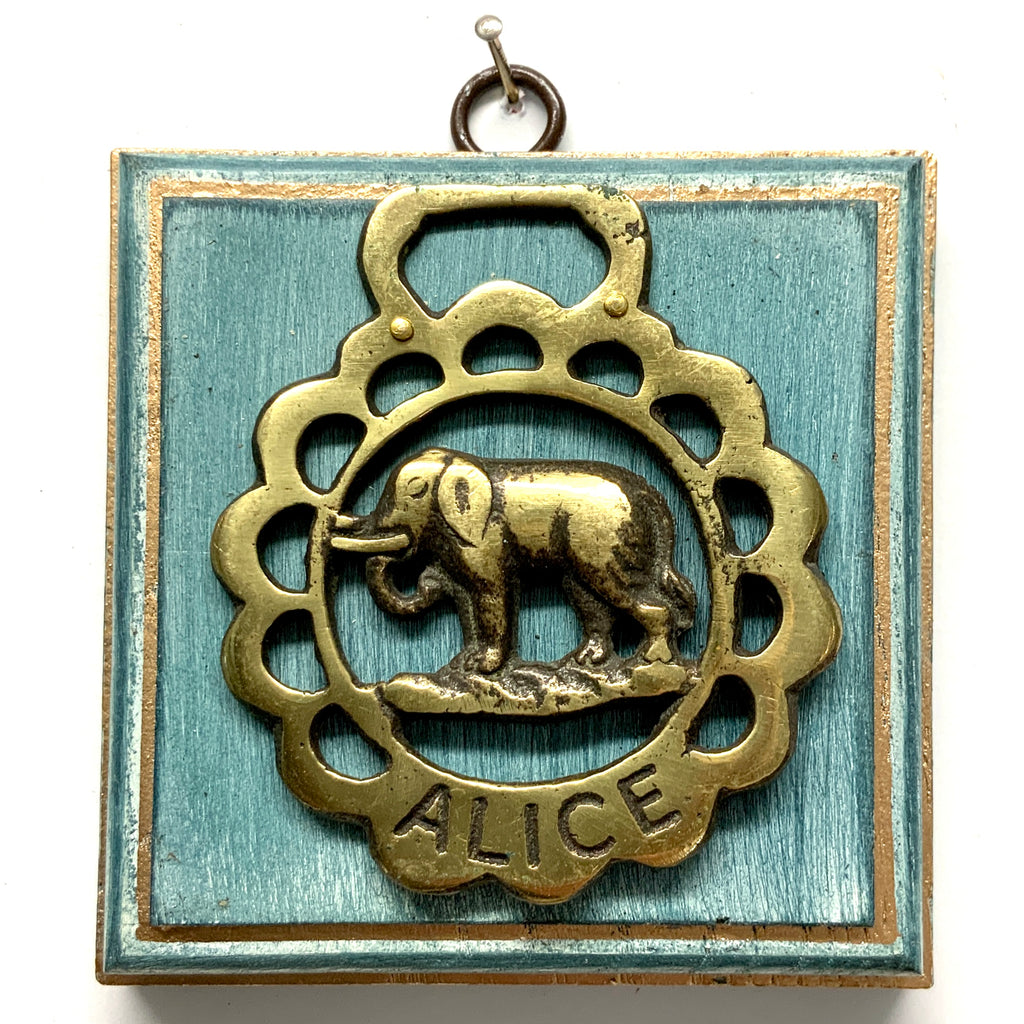 Blue Waxed Frame with Horse Brass (4