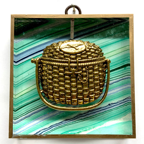Acrylic Frame with Nantucket Basket on Marbled Paper / Slight Imperfections (4