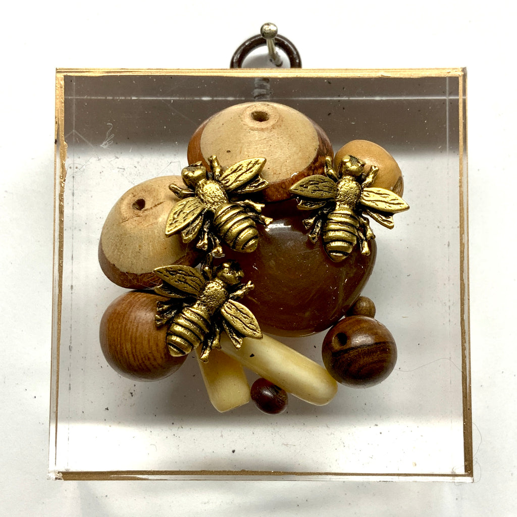 Acrylic Frame with Napoleonic Bees on Beads  / Slight Imperfections (2.75