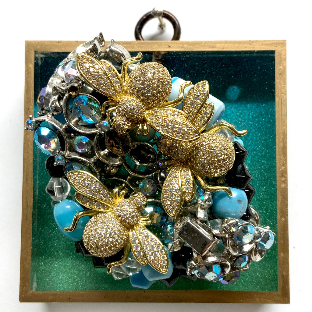 Acrylic Frame with Sparkle Bees on Necklace / Slight Imperfections (3