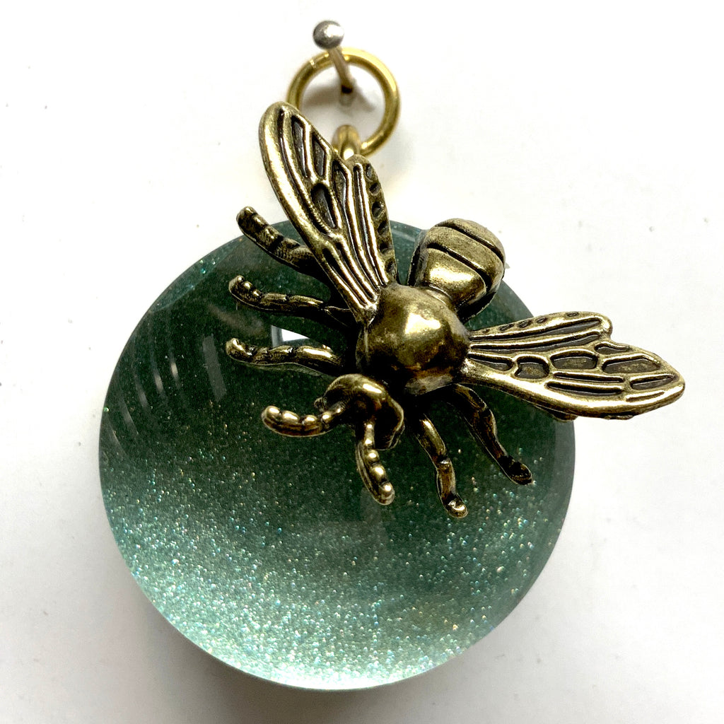 Acrylic Dome Frame with Bee on Sparkle Paper / Slight Imperfections (2