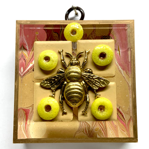 Acrylic Frame with Grande Bee on Marbled Paper / Slight Imperfections (3