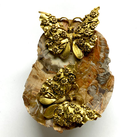Petrified Wood Frame with Butterflies (3