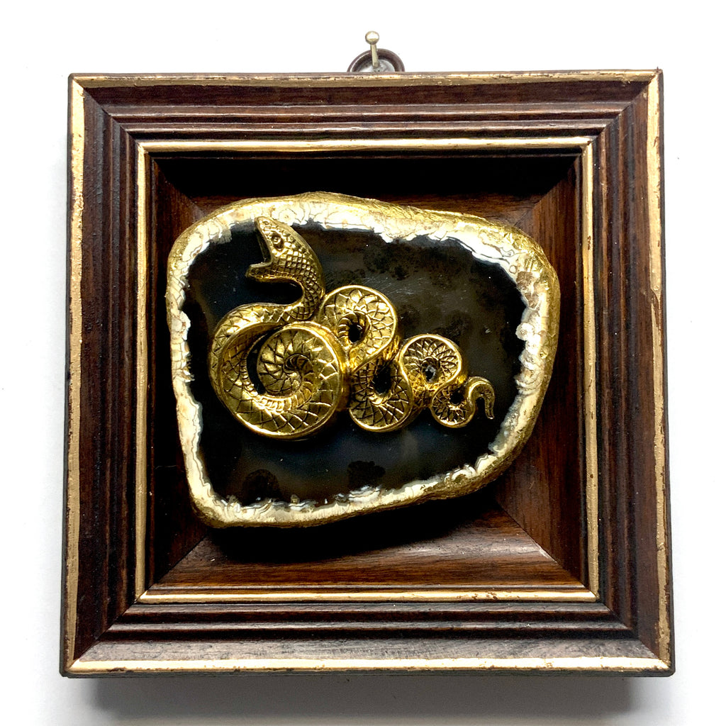 Wooden Frame with Snake on Agate (5.25” wide)