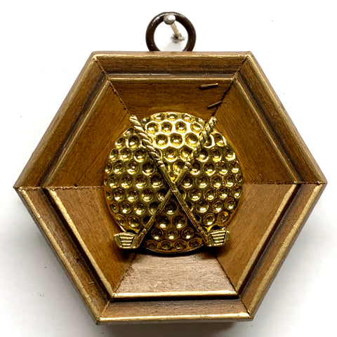 Wooden Frame with Golf Ball and Clubs (3.5