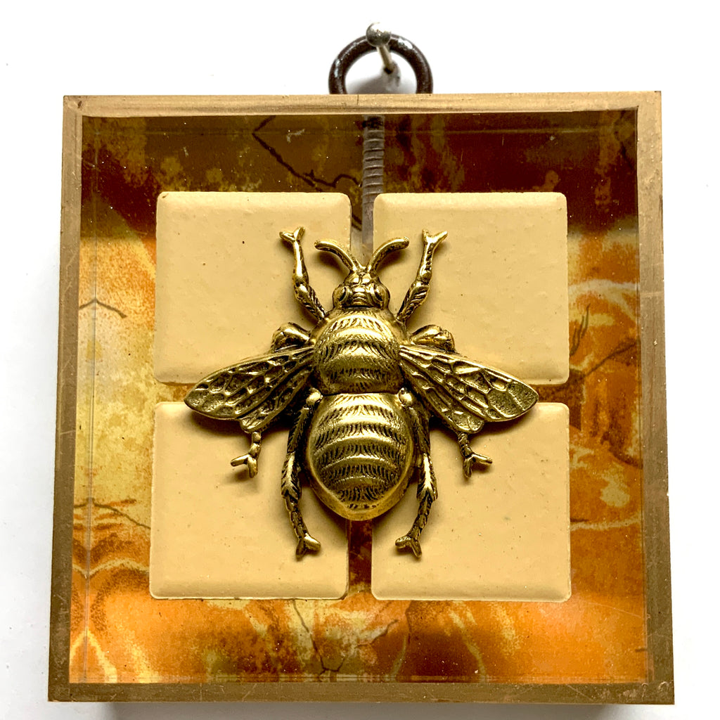 Acrylic Frame with Grande Bee on Marbled Paper / Slight Imperfections (3