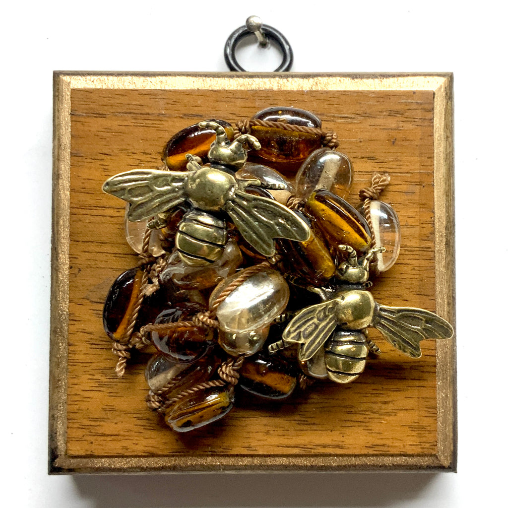 Wooden Frame with Bees on Necklace (3.25