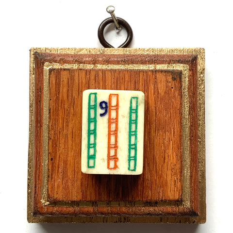 Wooden Frame with 9 Bam Mahjong Tile (2.75