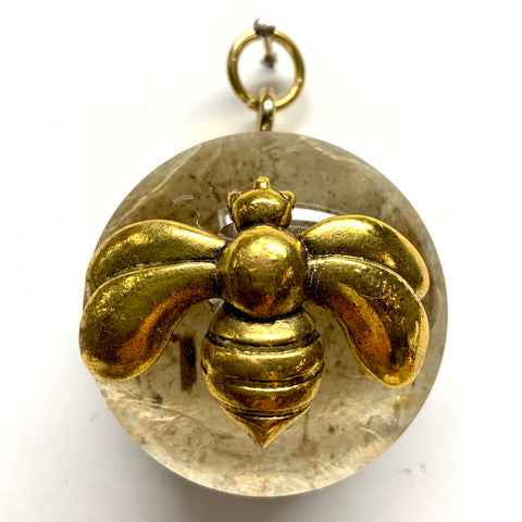 Acrylic Orb Frame with Deco Bee on Mulberry Paper / Slight Imperfections (2