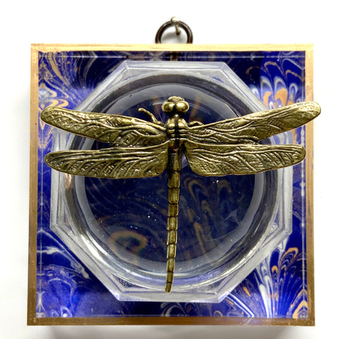 Acrylic Frame with Dragonfly and Acrylic Orb on Marbled Paper / Slight Imperfections (4