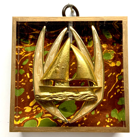 Acrylic Frame with Boat on Brooch / Slight Imperfections (3