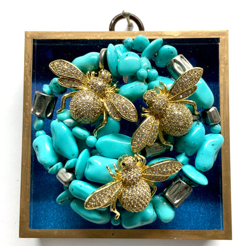 Acrylic Frame with Sparkle Bees on Necklace / Slight Imperfections (3
