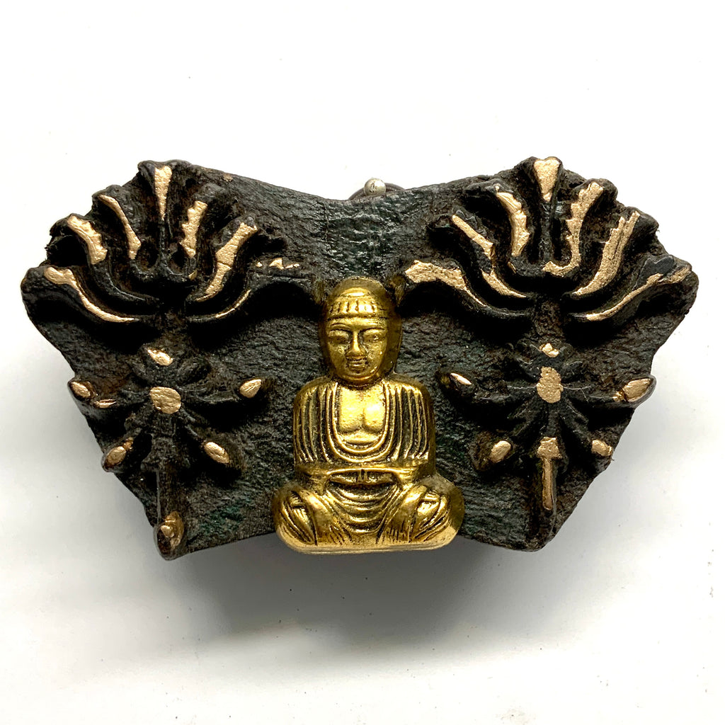 Wooden Block Frame with Buddha (3.75