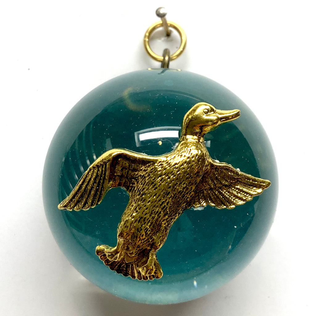 Acrylic Dome Frame with Duck on Marbled Paper / Slight Imperfections (2.5