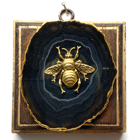 Wooden Frame with Grande Bee on Agate (4