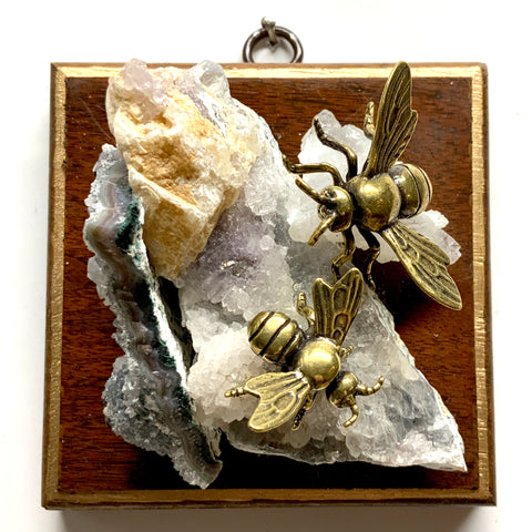 Wooden Frame with Bees on Stone (4
