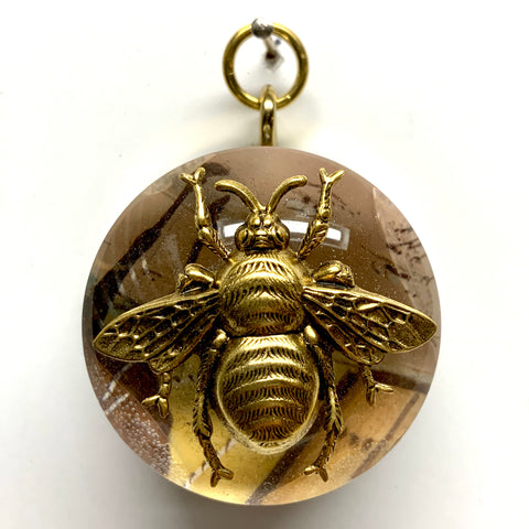 Acrylic Orb Frame with Grande Bee on Marbled Paper / Slight Imperfections (2