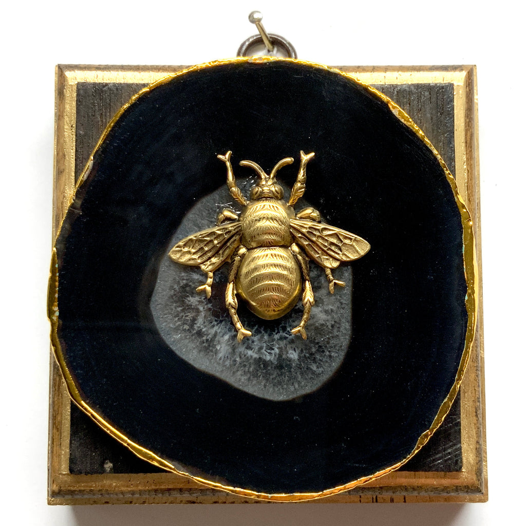 Wooden Frame with Grande Bee on Agate (4