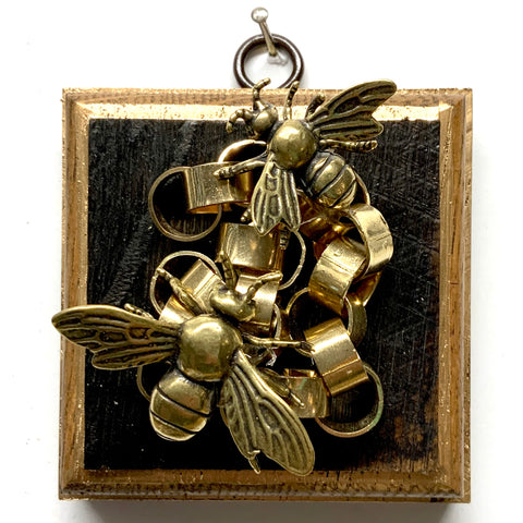 Bourbon Barrel Frame with Bees on Necklace (3.25