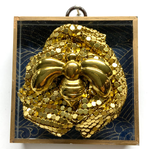 Acrylic Frame with Deco Bee on Marbled Paper / Slight Imperfections (3