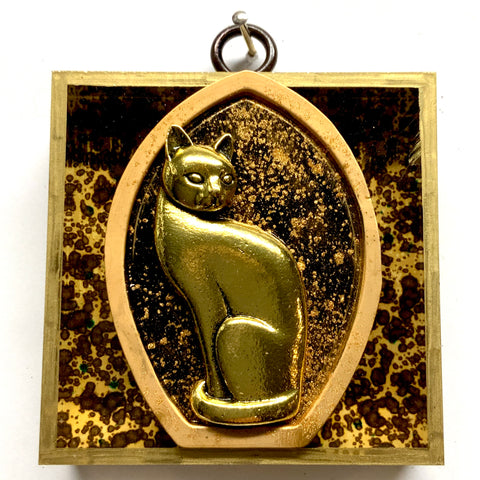 Acrylic Frame with Cat on Marbled Paper / Slight Imperfections (3