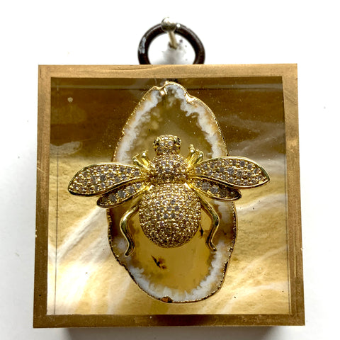Acrylic Frame with Sparkle Bee on Agate / Slight Imperfections (2