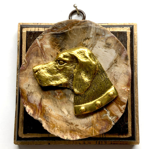 Wooden Frame with Stately Dog on Petrified Wood (4