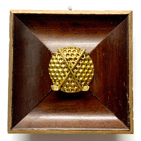 Wooden Frame with Golf Ball and Clubs (4
