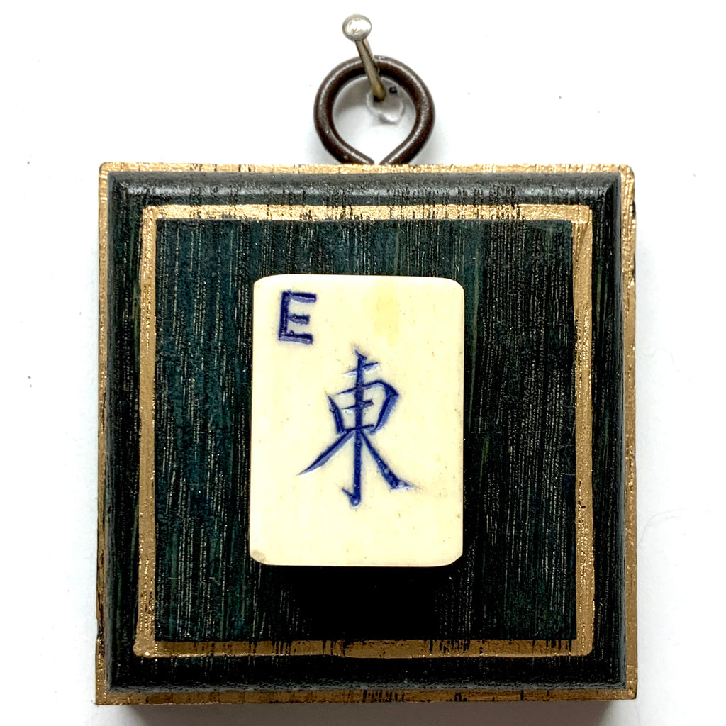 Green Waxed Frame with East Wind Mahjong Tile (2.5