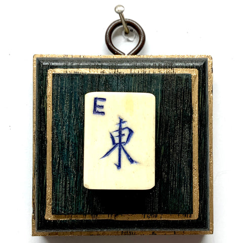 Green Waxed Frame with East Wind Mahjong Tile (2.5