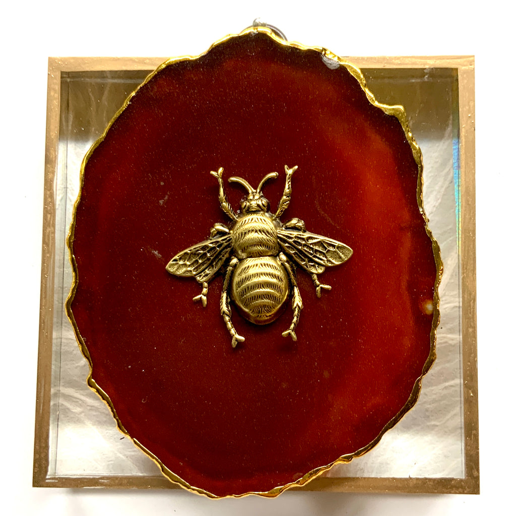 Acrylic Frame with Grande Bee on Agate / Slight Imperfections (4