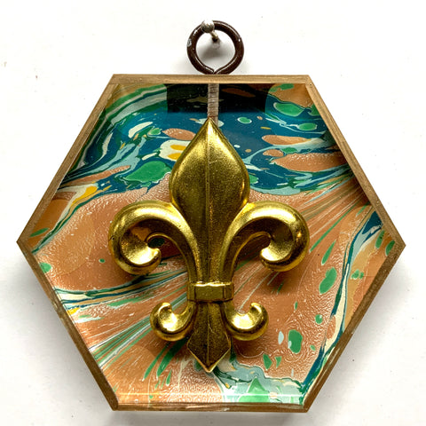 Acrylic Frame with Fleur-de-lis on Marbled Paper / Slight Imperfections (4