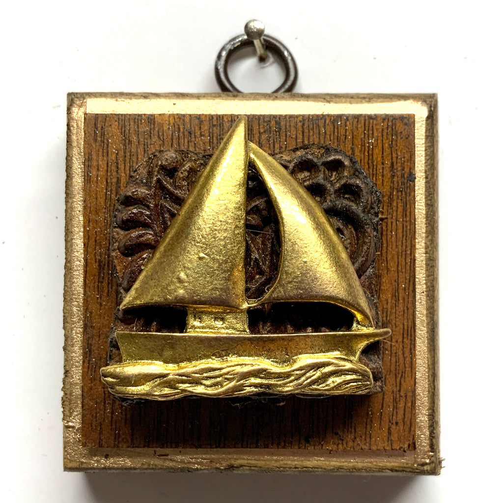 Wooden Frame with Boat on Carved Wood (2.5