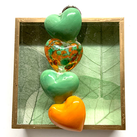Acrylic Frame with Hearts on Mulberry Paper / Slight Imperfections (3