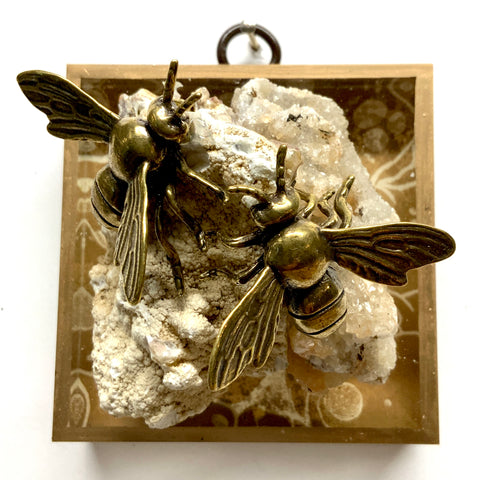 Acrylic Frame with Bees on Stone / Slight Imperfections (3