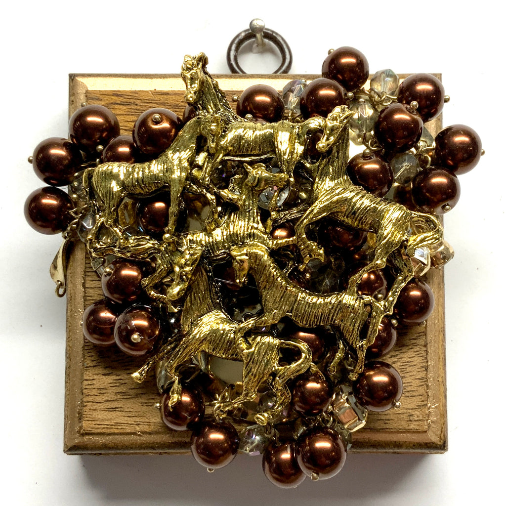 Wooden Frame with Horses on Necklace (3.25