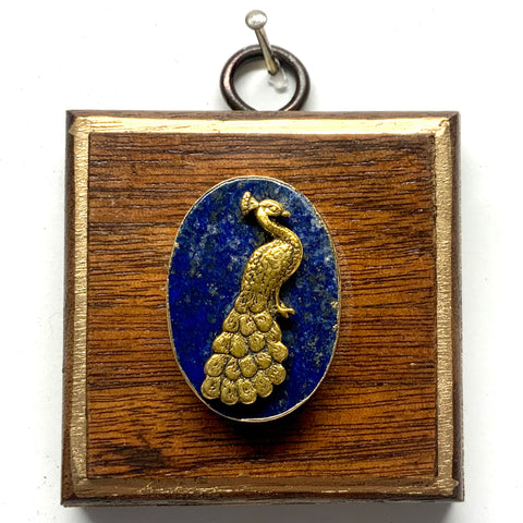 Wooden Frame with Peacock on Lapis (2.5