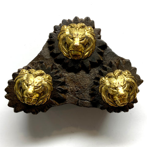 Carved Wooden Block Frame with Lions (4.5