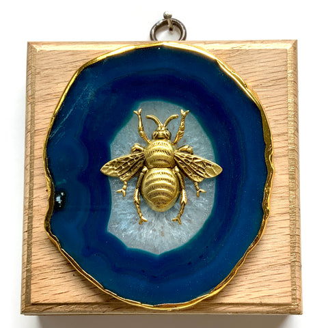 Wooden Frame with Grande Bee on Agate (4