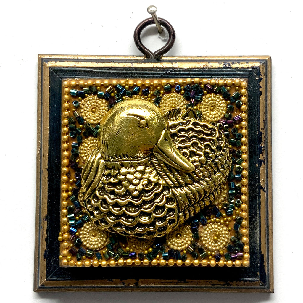 Painted Frame with Duck on Beaded Block (3.25