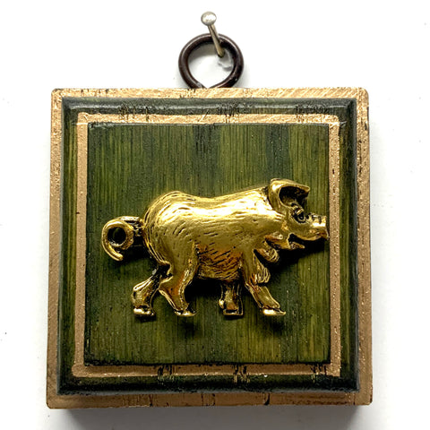 Green Waxed Frame with Pig (2.75