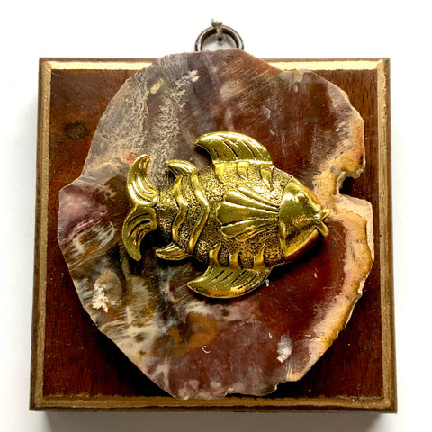 Wooden Frame with Fish on Petrified Wood (4