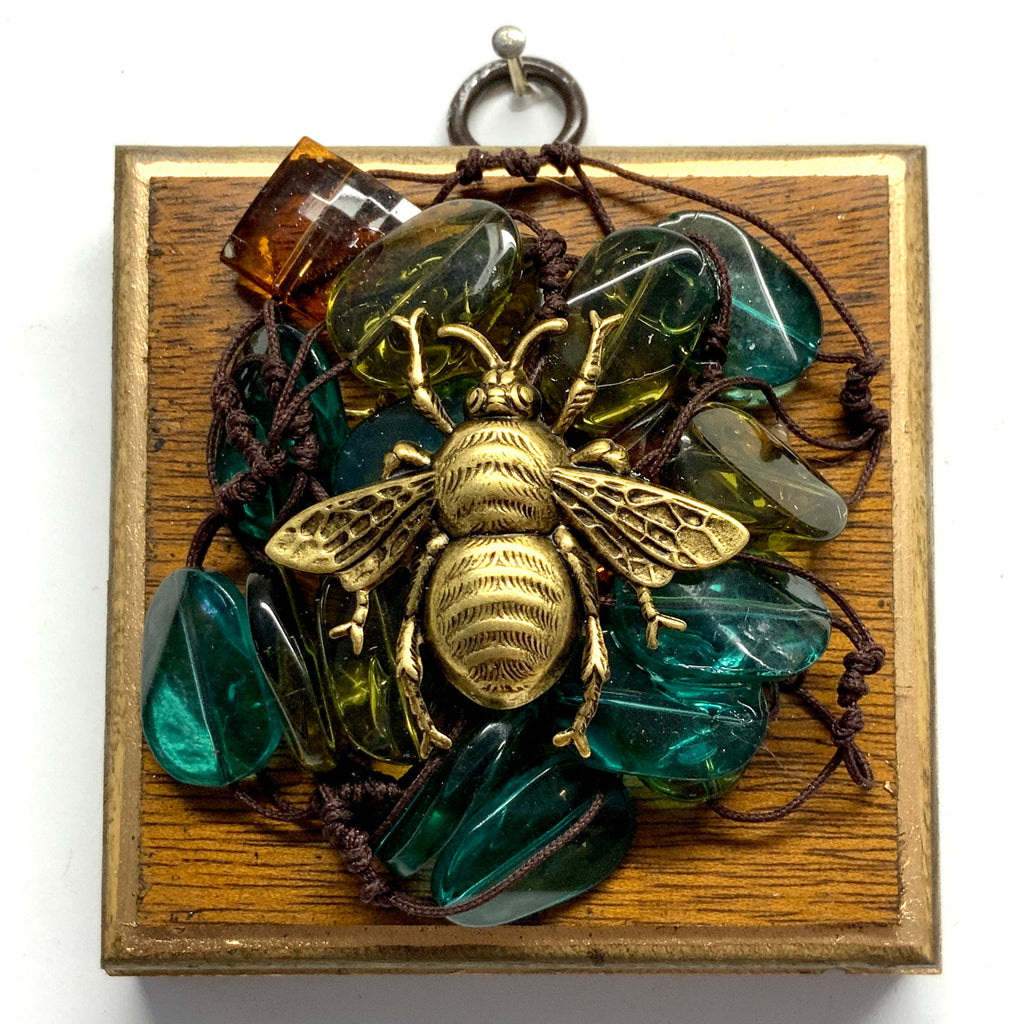 Wooden Frame with Grande Bee on Necklace (3.25