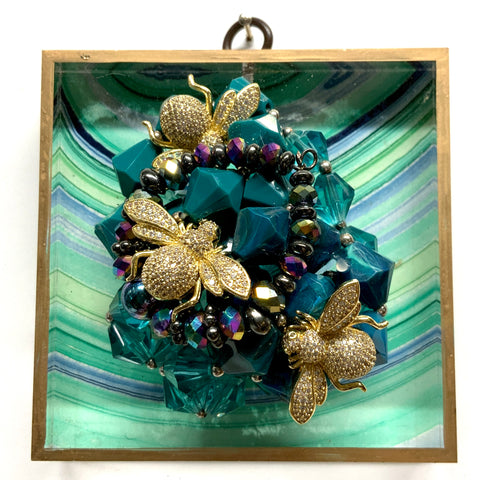 Acrylic Frame with Sparkle Bees on Necklace / Slight Imperfections (4