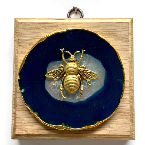 Wooden Frame with Grande Bee on Agate (4