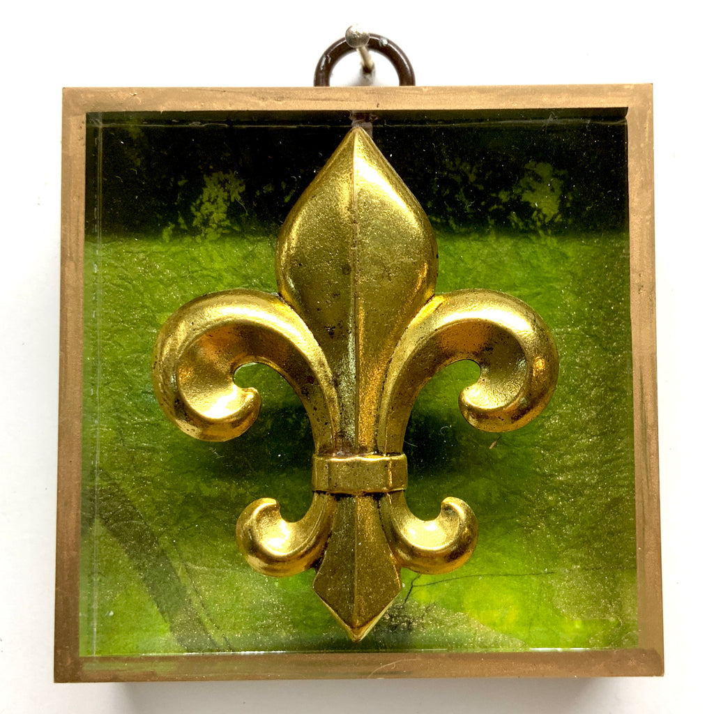 Acrylic Frame with Fleur-de-lis on Marbled Paper / Slight Imperfections (3